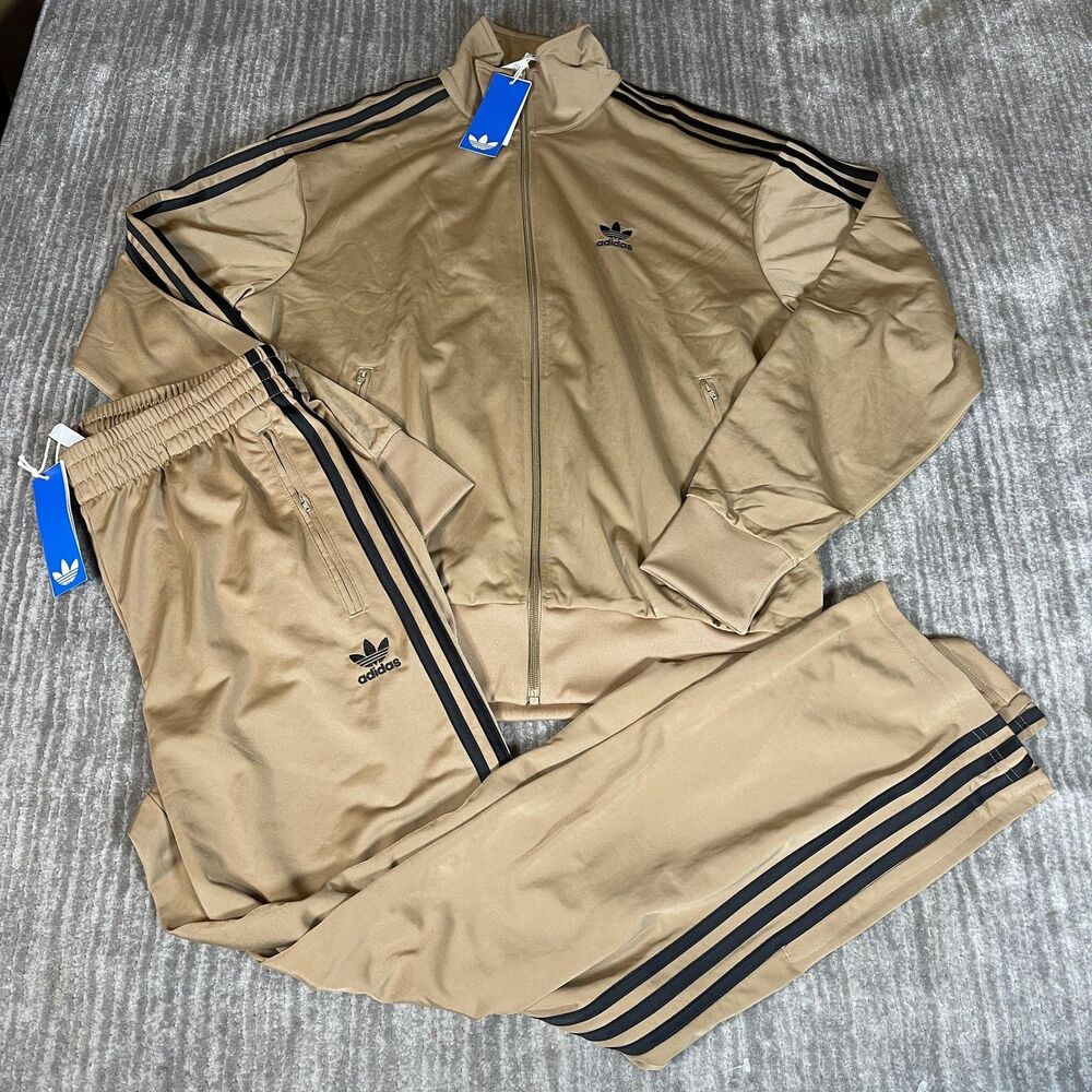 Adidas Originals Firebird Track Suit Mens Medium Beige 3-Stripes JY6366 JY6369